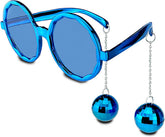 Boucles d'oreilles boule disco bleues Nessiworld, lunettes de fête brillantes du Nouvel An